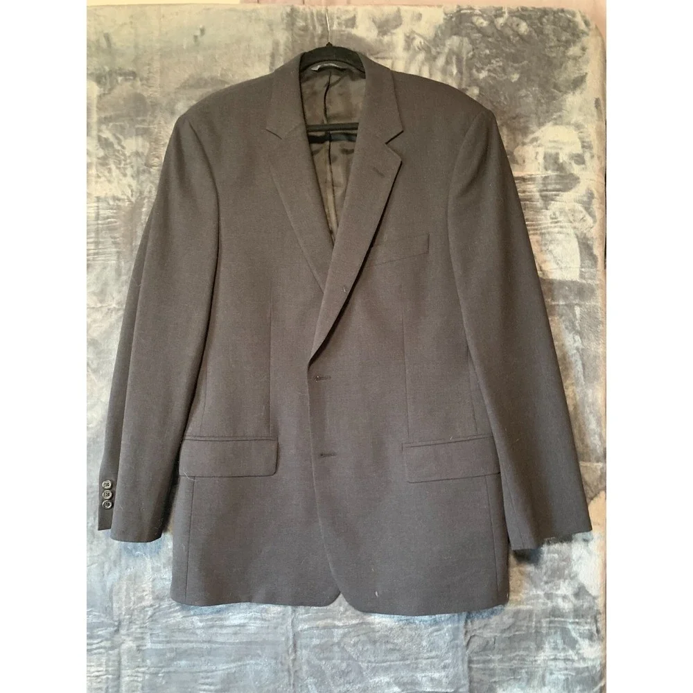 Eddie Bauer Vtg Blazer Mens 42 Regular Two-Button Charcoal Grey Business Flaw
